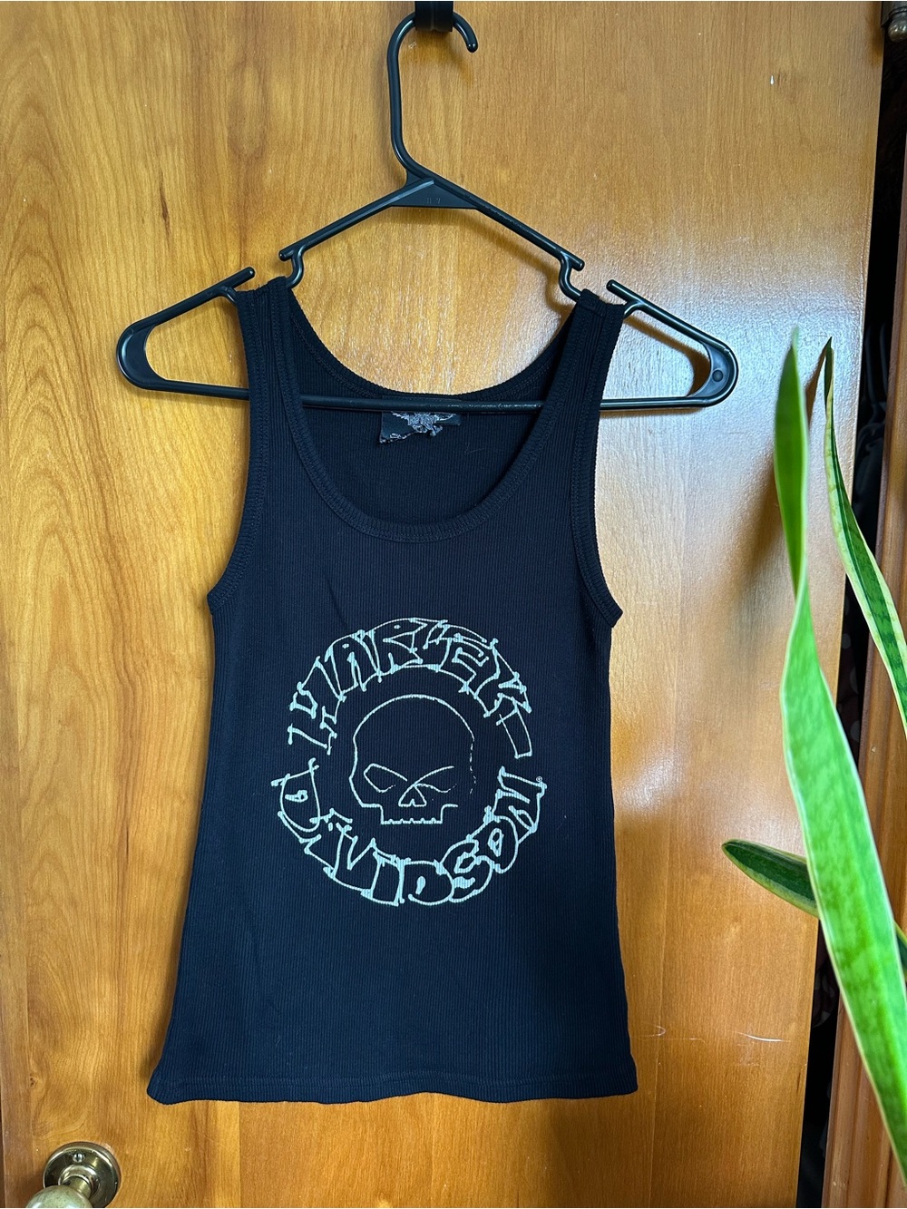 Harley-Davidson Black Tank Top with Light Green Skull Logo Willie G collection